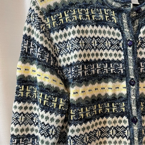 Christopher & Banks Knit Fair Isle Nordic Retro Cardigan - Size Medium - Picture 2 of 10